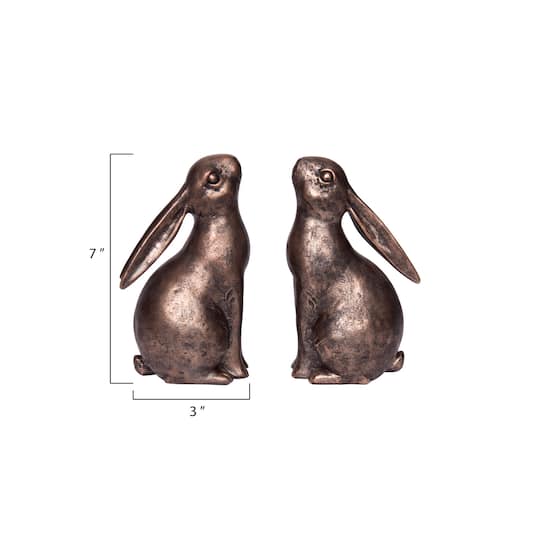 Bronze Bunny Bookends Set